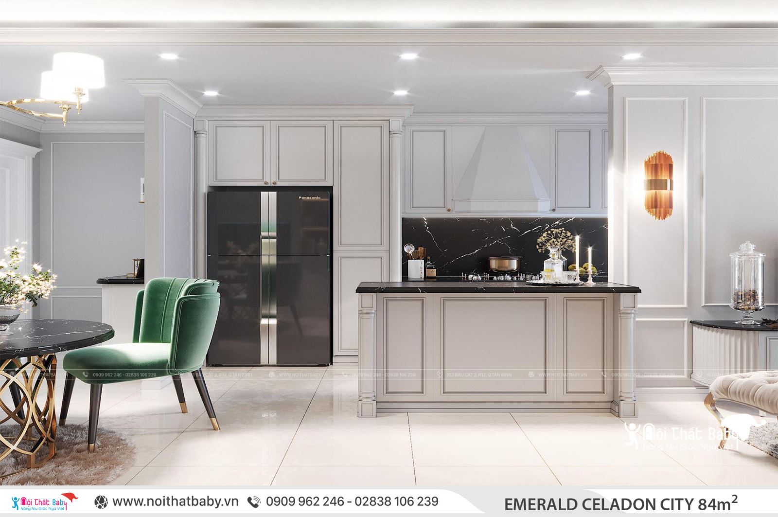 Thiết kế nội thất căn hộ Emerald Celadon City 84m2 2 phòng ngủ